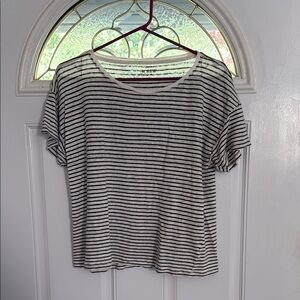Khaki green and White Striped Women's linen top